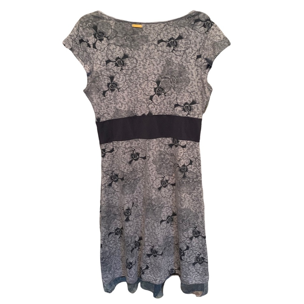 Merrell Opti Wick Dress Gray Black Floral Lined Hiking Outdoor V-Neck Cap Sleeve - Picture 2 of 11